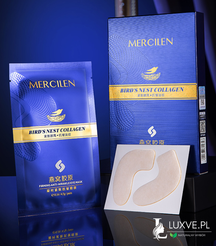 MERCILEN KOLAGENOWE PŁATKI POD OCZY PTASIE GNIAZDO PRZECIWZMARSZCZKOWE LUXVE