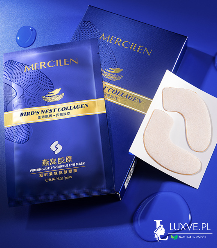 MERCILEN KOLAGENOWE PŁATKI POD OCZY PTASIE GNIAZDO PRZECIWZMARSZCZKOWE LUXVE