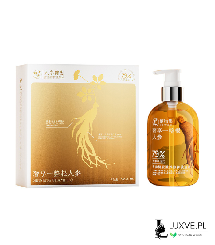 SZAMPON Z KORZENIEM ŻEŃ-SZENIA PRZECIW WYPADANIU WŁOSÓW 2X300ML ODŻYWCZY LUXVE2