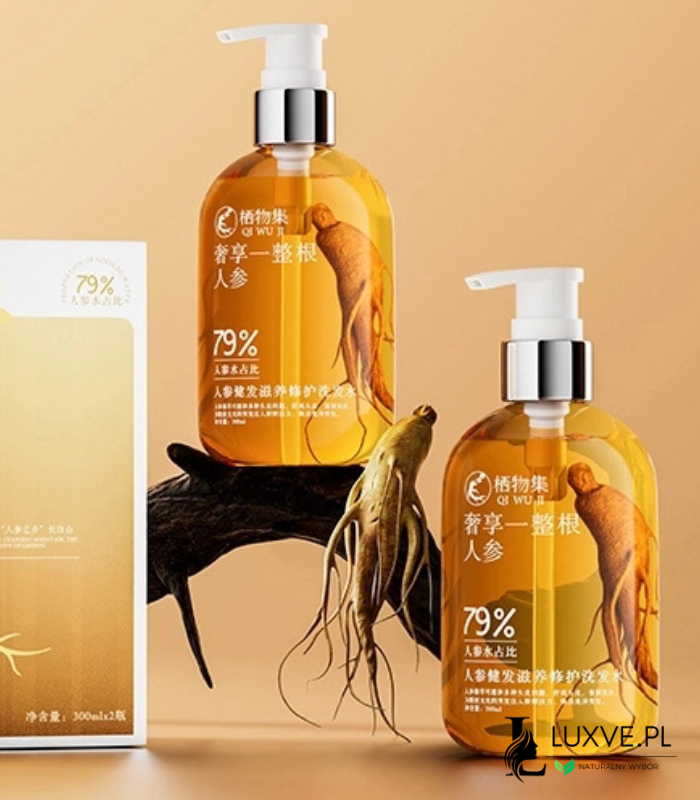 SZAMPON Z KORZENIEM ŻEŃ-SZENIA PRZECIW WYPADANIU WŁOSÓW 2X300ML ODŻYWCZY LUXVE2