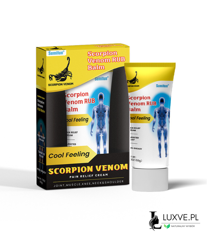 KREM Z JADU SKORPIONA NA BÓL MIĘŚNI STAWÓW SZYI PLECÓW KOLAN 50G LUXVE