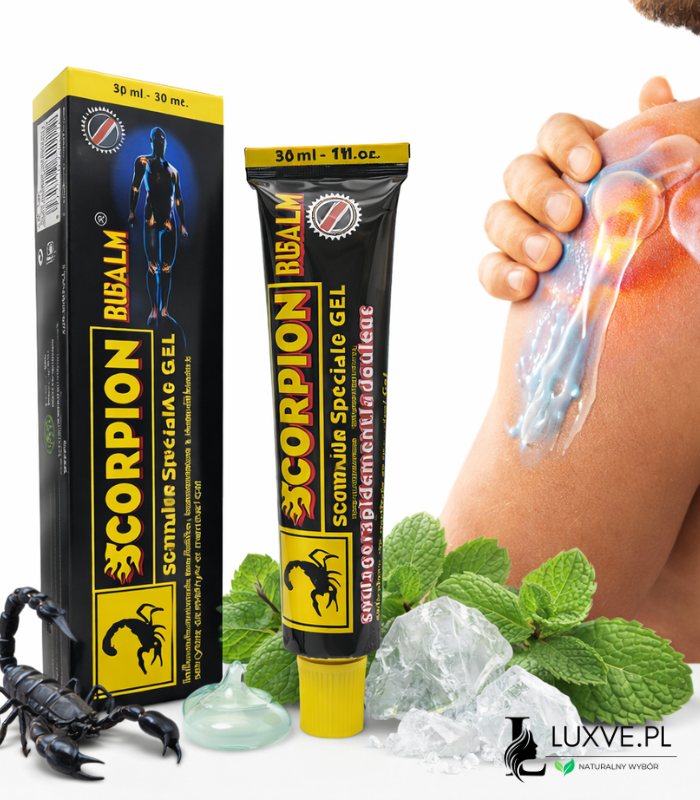 MAŚĆ SCORPION Z JADEM SKORPIONA NA BÓL MIĘŚNI I STAWÓW ŻEL 30ML LUXVE1