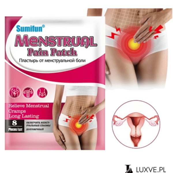 PLASTRY NA BÓLE MENSTRUACYJNE 8 SZTUK ULGA W BÓLU I SKURCZACH PODBRZUCHA LUXVE