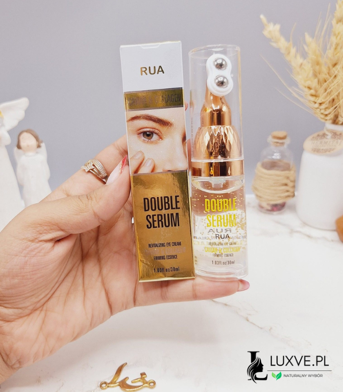 RUA NAPRAWCZE SERUM POD OCZY Z KAWIOREM I KOLAGENEM 30ML Z MASAŻEREM LUXVE