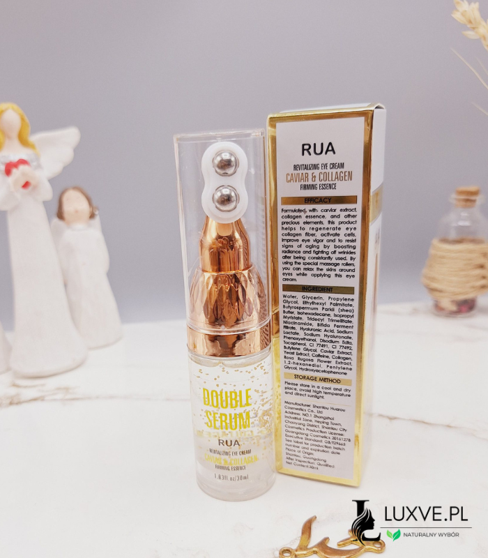RUA NAPRAWCZE SERUM POD OCZY Z KAWIOREM I KOLAGENEM 30ML Z MASAŻEREM LUXVE