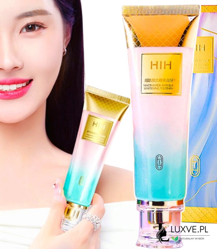 WYBIELAJĄCA PASTA DO ZĘBÓW Z NIACYNAMIDEM I PYŁEM DIAMENTOWYM HIH 120g LUXVE