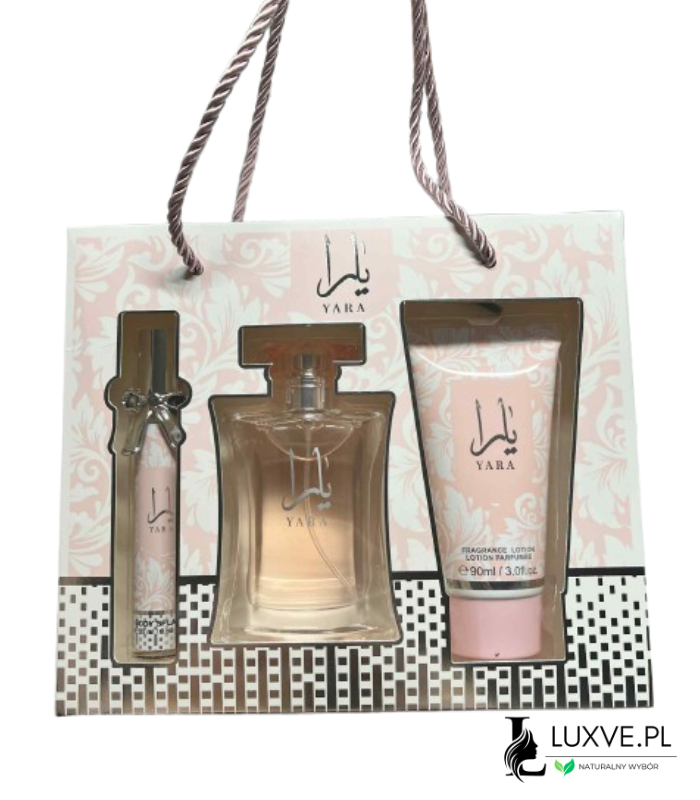 ZESTAW PREZENTOWY YARA BLADY RÓŻ MGIEŁKA, PERFUMETKA, BALSAM PERFUMY ARABSKIE LUXVE
