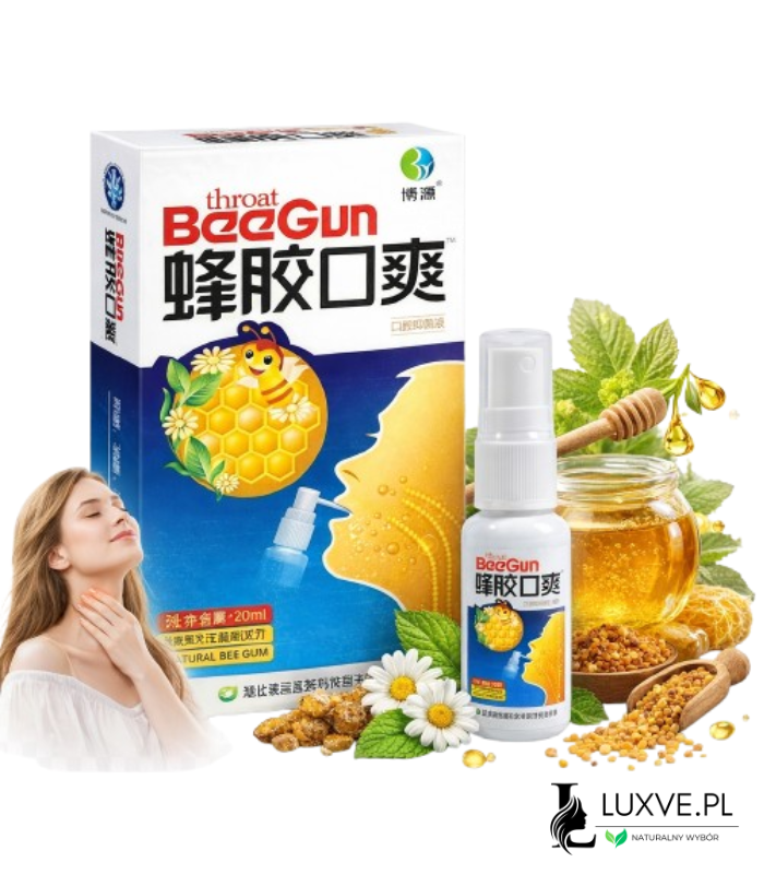 SPRAY HUBEI CHENGYUAN NA PODRAŻNIONE GARDŁO Z PROPOLISEM NAWILŻAJĄCY KOJĄCY LUXVE
