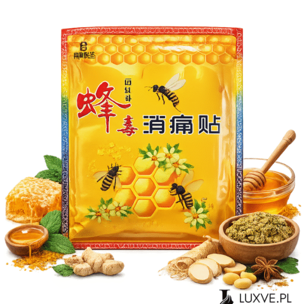 PLASTRY ROZGRZEWAJĄCE PRZECIWBÓLOWE Z JADEM PSZCZELIM NA BÓL STAWÓW 7X10CM LUXVE