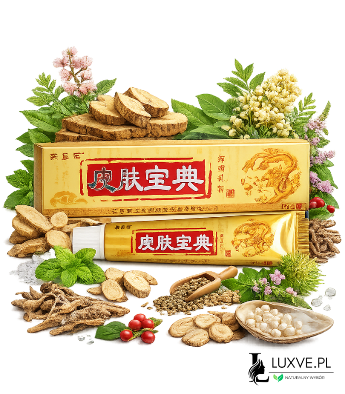 CHIŃSKA MAŚĆ NA ŁUSZCZYCE YIGANERJNG EGZEME AZS PODRAŻNIENIA SKÓRY ZIOŁOWA 15G KREM LUXVE