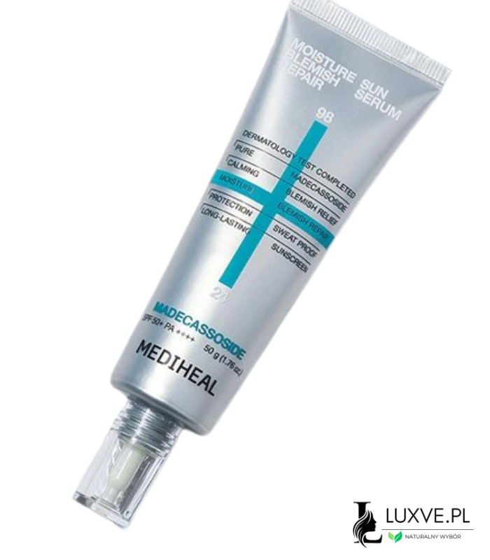 MEDIHEAL MADECASSOSIDE MOISTURE BLEMISH REPAIR SUN SERUM PRZECIWSŁONECZNE LUXVE